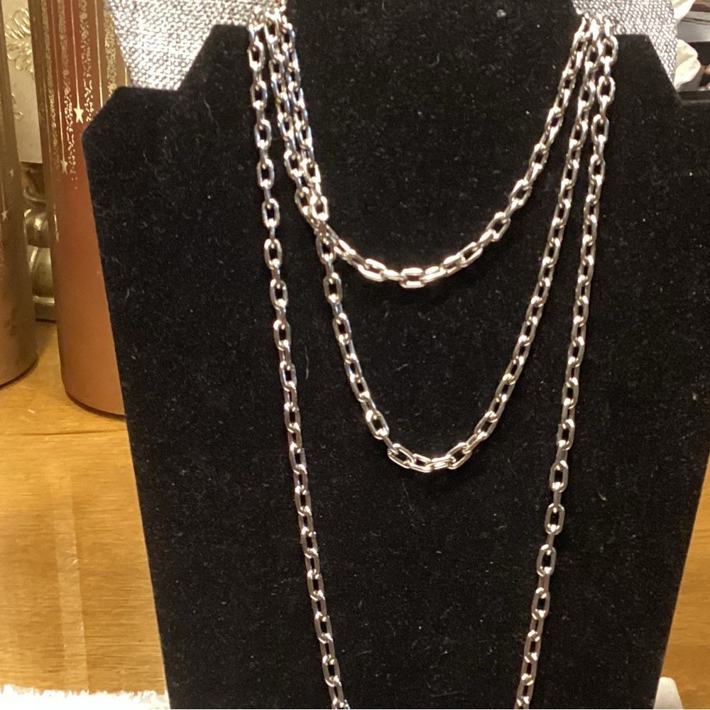 Long Silvertone Chain Necklace